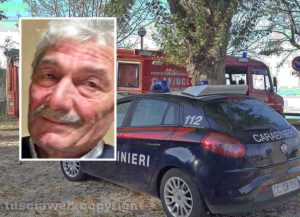 Carabinieri e vigili del fuoco - Nel riquadro: Fausto Cricchi