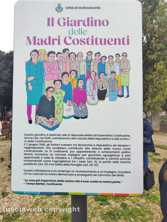 Civitavecchia - L'intitolazione del Giardino del Pincio alle madri costituenti
