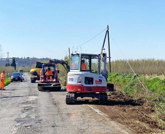 Viterbo - i lavori di manutenzione sulla strada provinciale Ponterotto