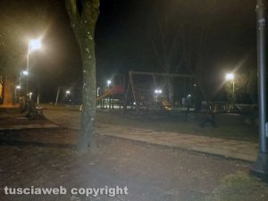 Capranica - Luci accese al parco comunale Nicolini