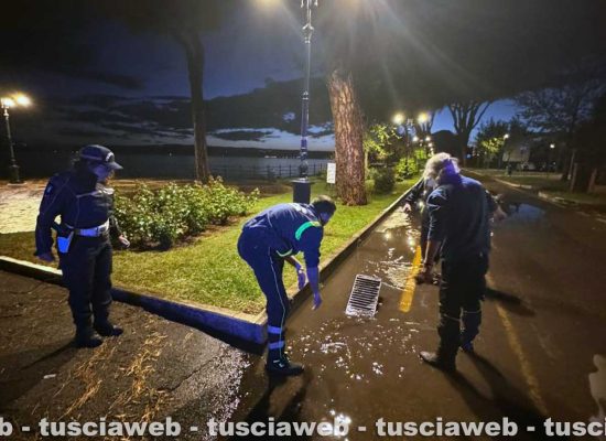 Violento nubifragio su Bolsena, allagamenti in città e strade invase da detriti