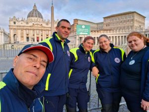 Roma - I volontari Aeopc Tarquinia in supporto alle esequie di papa Francesco