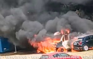 Sutri - Camper in fiamme