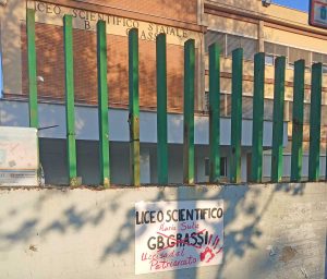 Rete studenti medi Lazio - Il cartello di fronte la scuola di Ilaria Sula