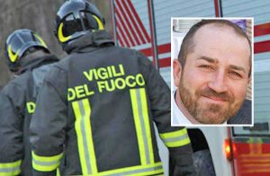 Vigili del fuoco - Nel riquadro: Michele Alfieri