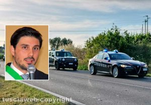 L'intervento dei carabinieri su un incidente - Nel riquadro Emanuele Maggi