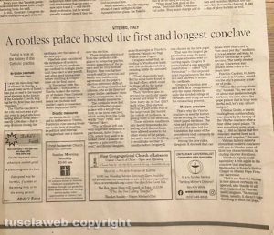 Viterbo e il conclave sulle pagine del West Lebanon Valley News