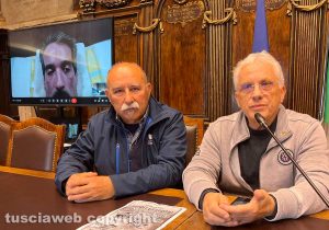 Presentazione della partita di calcio tra la squadra del Sodalizio dei facchini di santa Rosa e la Asfa-Uila - Carlo Basile ed Enrico Bruzziches