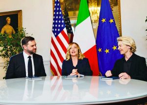Meloni, Vance e von der Leyen a Palazzo Chigi