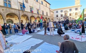 Viterbo - In 300 con lenzuoli bianchi per Gaza, silenziosa marcia della pace - Palazzo dei Priori non espone il lenzuolo bianco