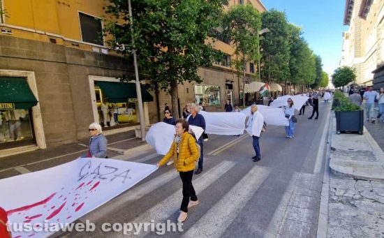 Viterbo - In 300 con lenzuoli bianchi per Gaza, silenziosa marcia della pace