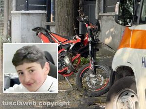 Viterbo - Moto contro albero su viale Trieste - Nel riquadro Leonardo Cristiani