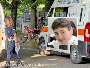 Viterbo - Moto contro albero su viale Trieste - Nel riquadro Leonardo Cristiani