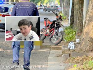 Viterbo - Moto contro albero su viale Trieste - Nel riquadro Leonardo Cristiani