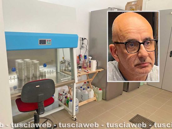 Unitus - Nuovo laboratorio di protezione delle piante del Dibaf - Nel riquadro: Andrea Vannini