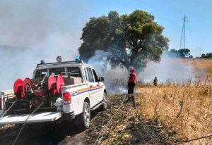 Montalto di Castro - Vasto incendio alla Sugherella, Aeopc Tarquinia in azione con i vigili del fuoco