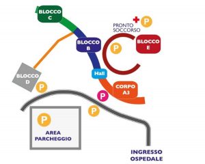 Mappa parcheggi ospedale Santa Rosa