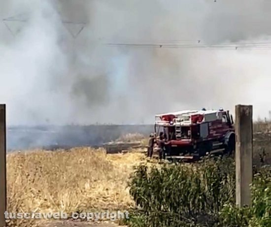Viterbo - Terreno in fiamme sulla Cassia Nord