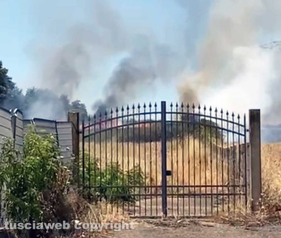 Viterbo - Terreno in fiamme sulla Cassia Nord