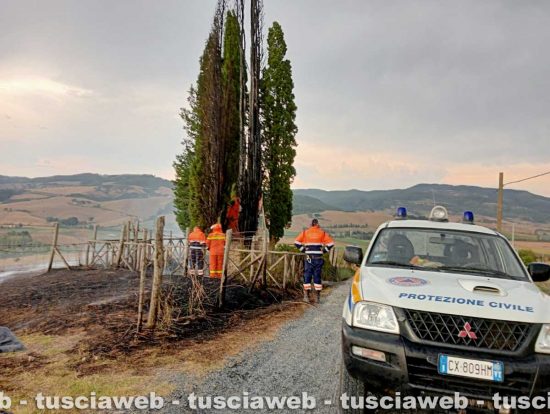 Proceno - Fulmine incendia di un albero, immediato l’intervento della Protezione civile