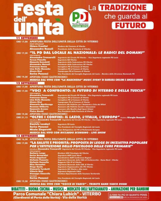 Viterbo - Festa dell'Unità - Il programma