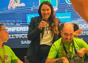 Civitavecchia - Alessandra Locatelli (Ministra per le disabilità) alla presentazione della crociera dell'inclusione