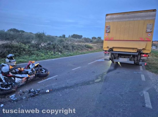 Marta - Moto contro camion sulla Verentana