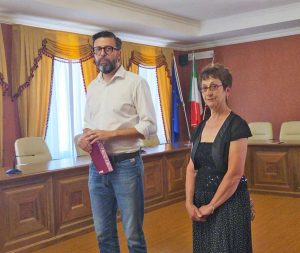 Inaugurazione della Biennale con il sindaco di Bolsena Andrea Di Sorte