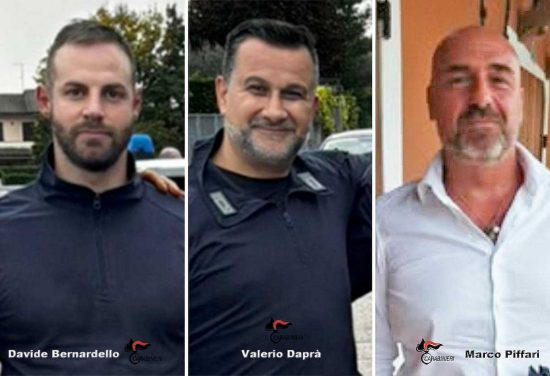 I carabinieri Davide Bernardello, Marco Piffari e Valerio Daprà
