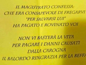 Il biglietto recapitati a Soriano nel Cimino