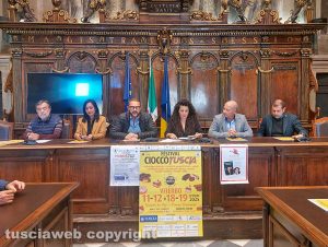 Viterbo - Presentazione del Cioccotuscia - Giancarlo Bruti, Katia Scardozzi, Andrea Sorrenti, Chiara Frontini, Marco Nunzi e Luca Fanelli