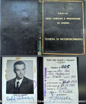 Il tesserino originale dell'avvocato Caio Fiore Melacrinis