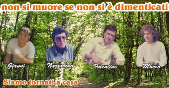 Viterbo - I 4 scout deceduto - Foto in occasione del trentennale