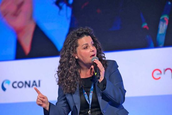 La sindaca Chiara Frontini a BolognaFiere per l'assemblea dell'Anci