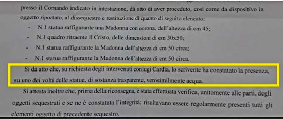Madonna di Trevignano - Il documento pubblicato dal Corriere
