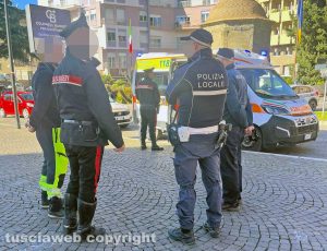 Viterbo - Rissa la Sacrario - Intervento di carabinieri, polizia locale e 118