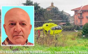 Montefiascone - L'intervento dell'eliambulanza - Nel riquadro Enzo Aprilotti