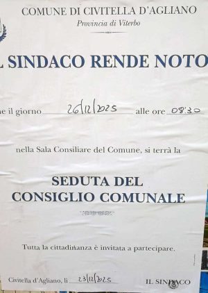 Civitella D'Agliano - La convocazione del consiglio alle 8,30 del 26 dicembre
