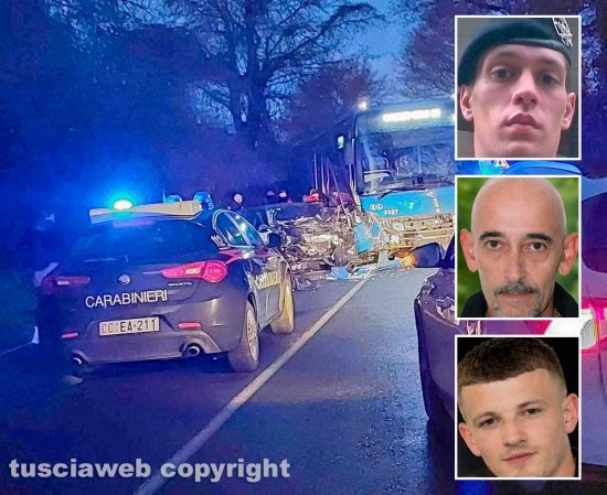 Tre scontri mortali sulla Cassia - Nei riquadri Marco Settimi, Maurizio Francescucci ed Elias Çakalli