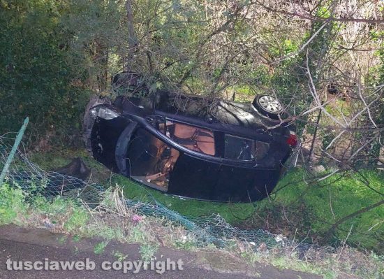 Viterbo - Auto finisce in un giardinetto al Pilastro
