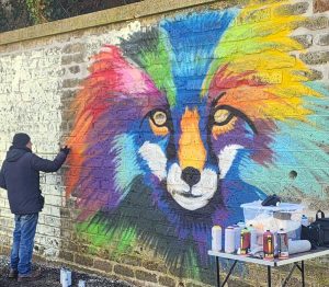 Bassano Romano - Lo street artist A.N.Y all'opera a piazza Gramsci