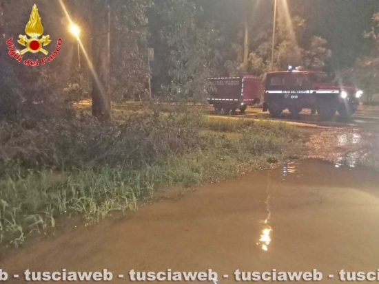 Civitavecchia, bomba d’acqua nella notte - I vigili del fuoco in azione