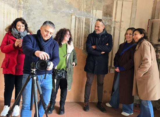 Viterbo - Una delle fasi dello shooting a Villa Lante