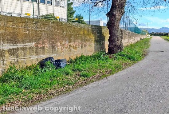 Viterbo - Pneumatici abbandonati sulla via Francigena