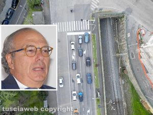 Viterbo – Due corsie al semaforo di porta Romana - Viale Diaz - Nel riquadro il presidente dell'Aci Sandro Zucchi