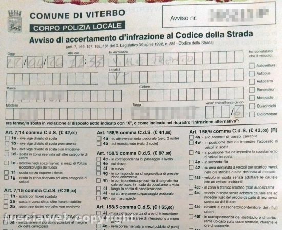 Viterbo - La contravvenzione della lettrice 