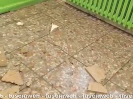 Ronciglione - I pannelli crollati in un'aula scolastica