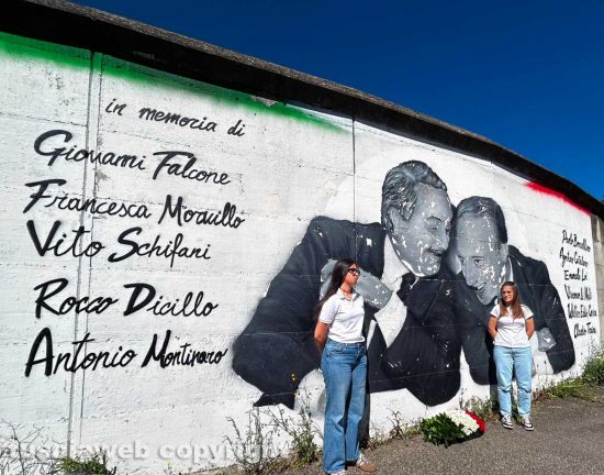 Viterbo - Commemorazione Falcone e Borsellino davanti al murale