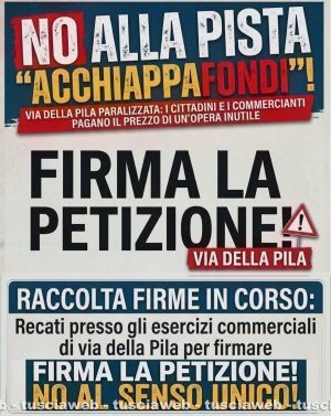 Pista ciclabile in via della Pila - La locandina che circola sui social
