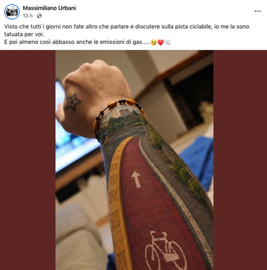 Viterbo - Il post di Urbani sulla pista ciclabile alla Pila